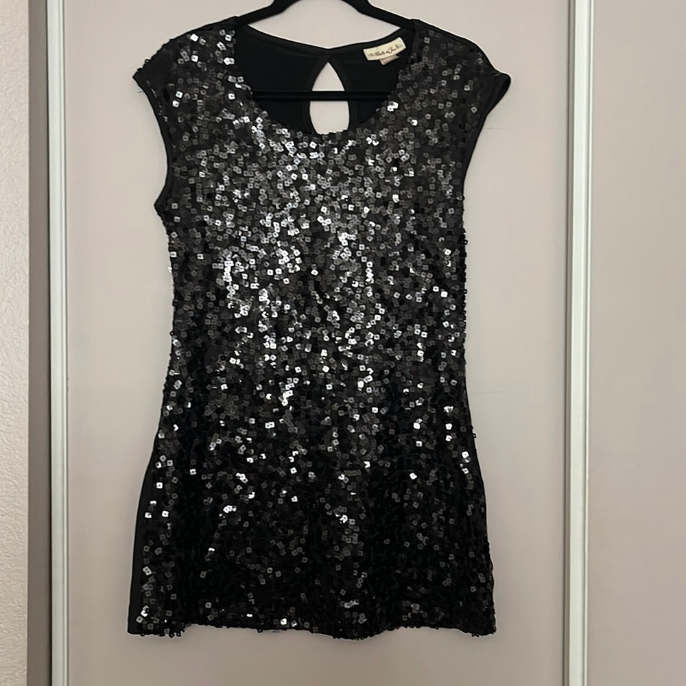 Black sequin mini dress